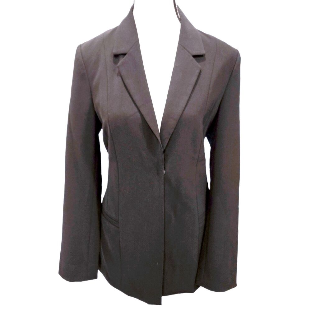 Contemporaine Simons Womens Size 8 Black Stretch Tailored Longline Blazer Jacket